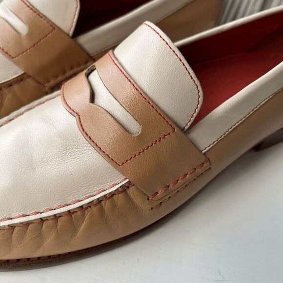 Vintage 90s Cole Haan Loafers 9 Cream Tan Penny Shoes NWOB - Picture 7 of 15